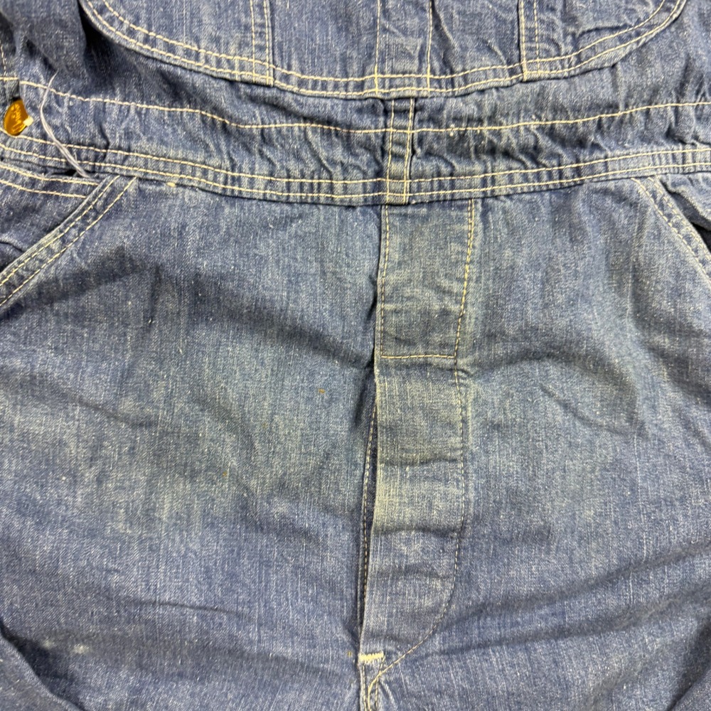Vintage 70s Lee Denim Bib Overalls Mens 34x30 Blue Workwear Made in USA - Picture 2 of 9